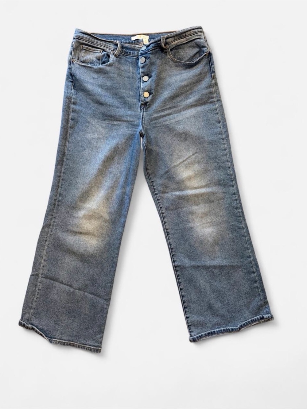 Chelsea & Violet Button-Front High-Rise Wide Leg Jeans - Blue